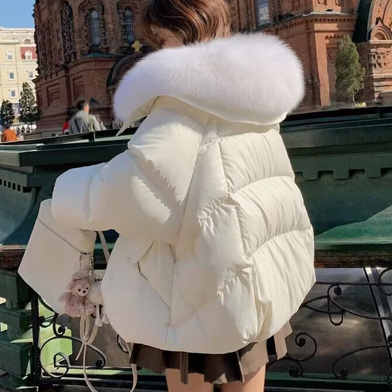 Damen Daunenjacke mit Fellkragen, Wintermantel - FashionGlam