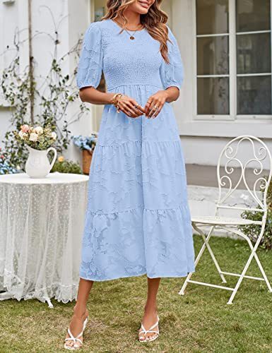 Gefältetes Ballonärmel-Lagenblumenkleid