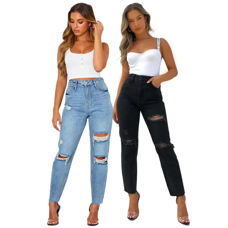 Damenmode Gewaschene Blaue Jeans