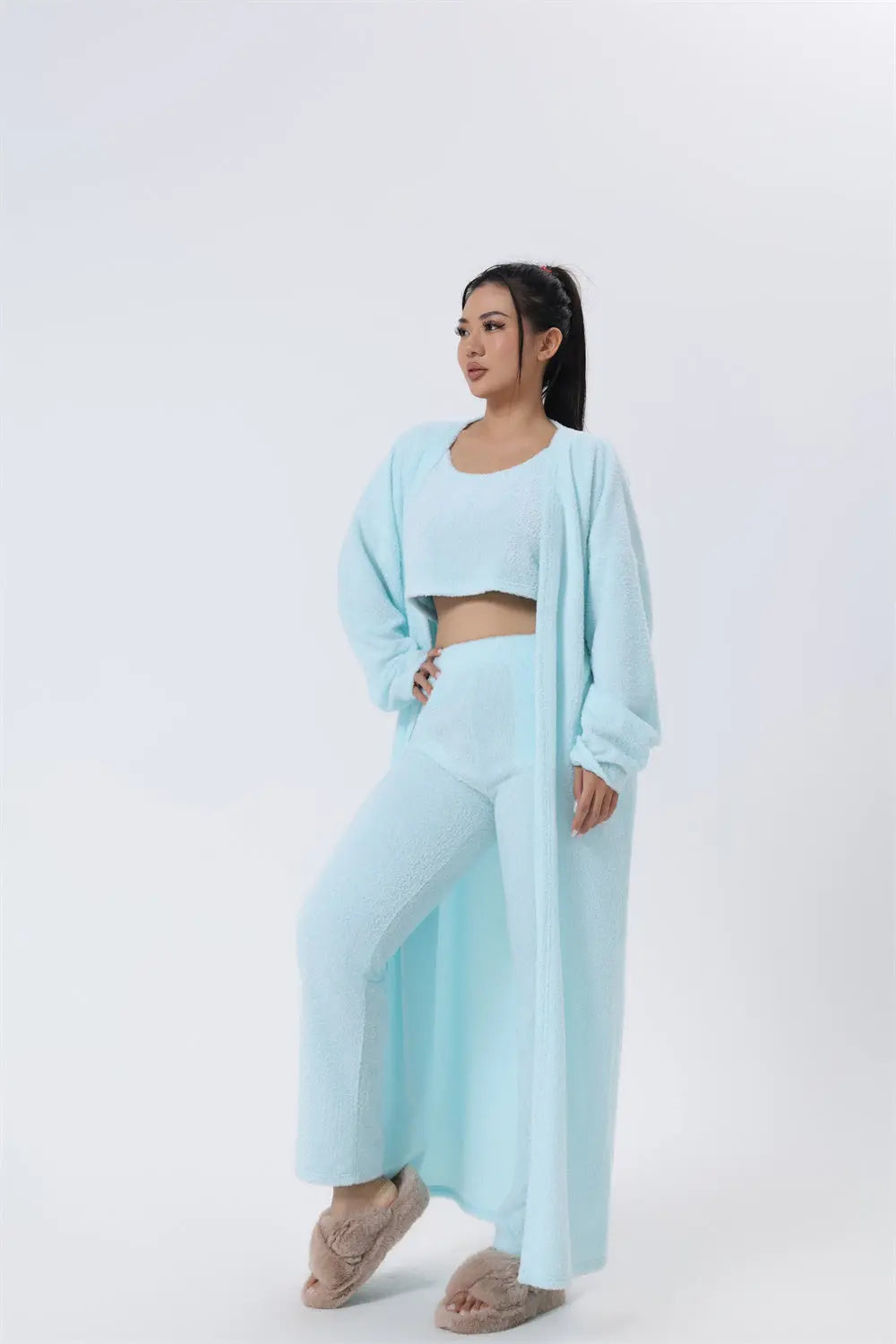 Gemütliches Schlafanzug-Set: 3-teiliges Lounge-Set für Damen, süße Loungewear für kalte Wintertage