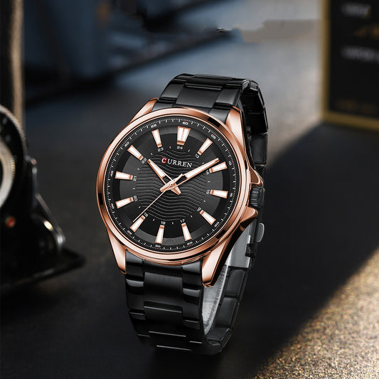 Herren Mode Business Stahlarmband Quarzuhr