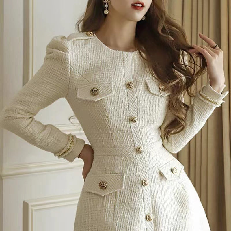Luxuriöser Tweed A-Linienrock mit Charmanten Knopfdetails