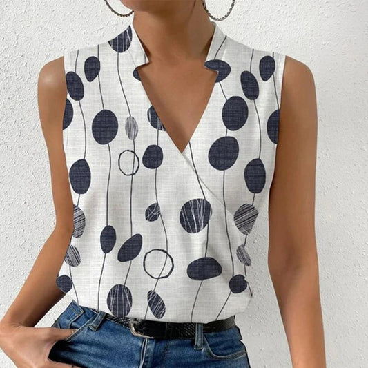 Sommerliche Freizeit-Printbluse mit V-Ausschnitt für Damen