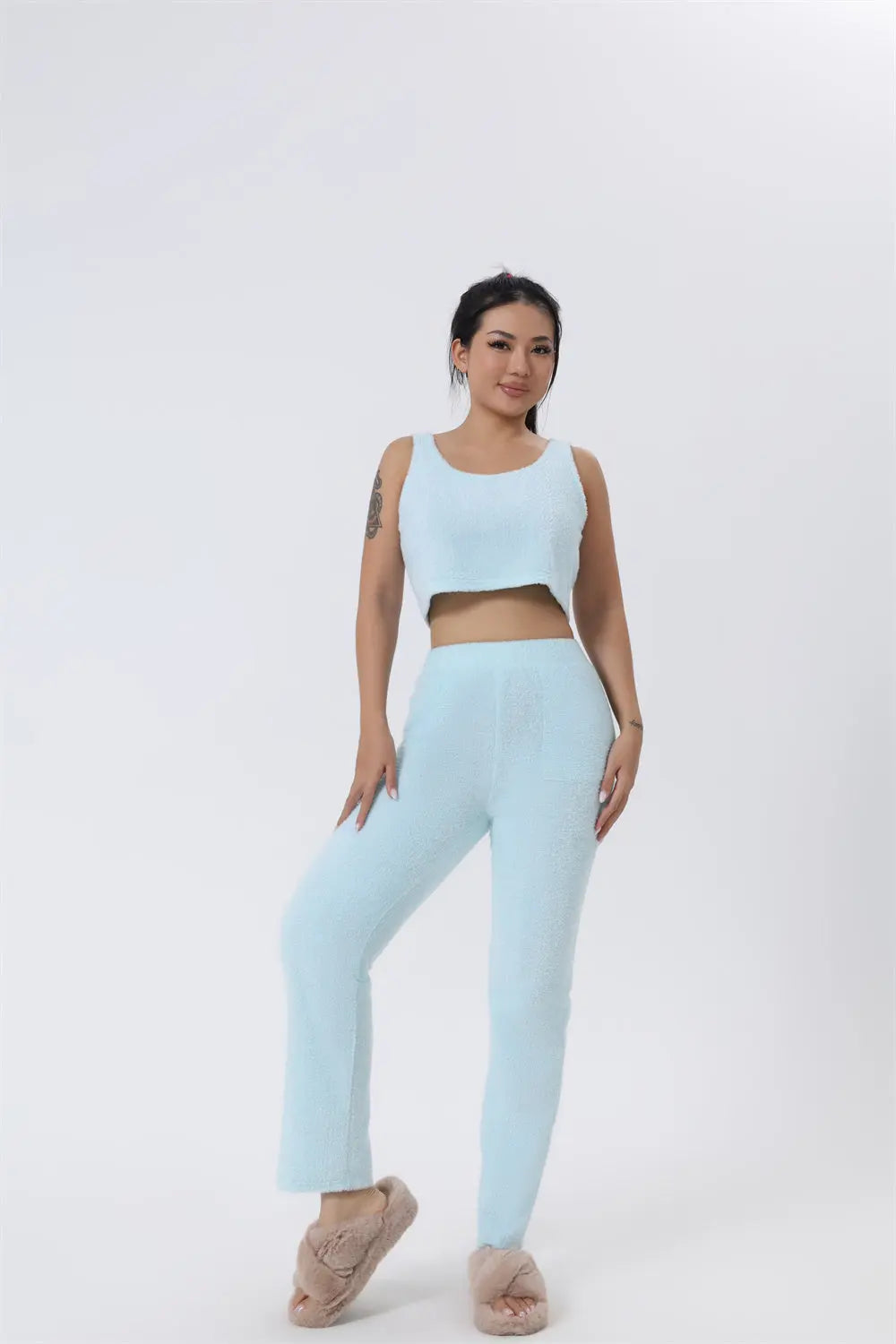 Gemütliches Schlafanzug-Set: 3-teiliges Lounge-Set für Damen, süße Loungewear für kalte Wintertage
