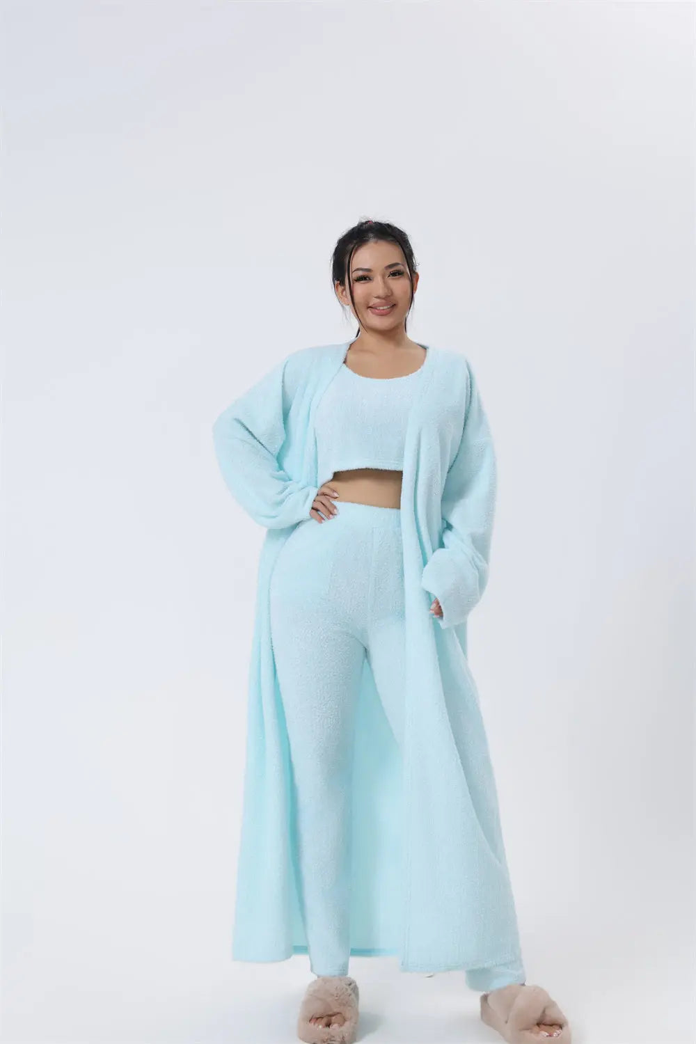 Gemütliches Schlafanzug-Set: 3-teiliges Lounge-Set für Damen, süße Loungewear für kalte Wintertage