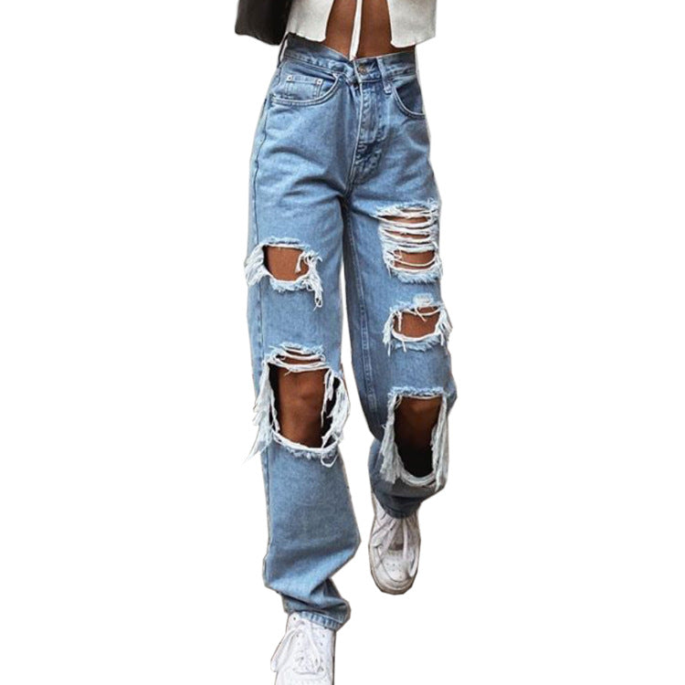 Stylische Damenjeans mit Rissen und Washed-Effekt