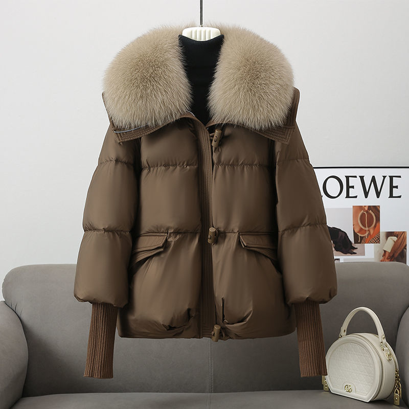 Damen Daunenjacke mit Fellkragen, Wintermantel - FashionGlam