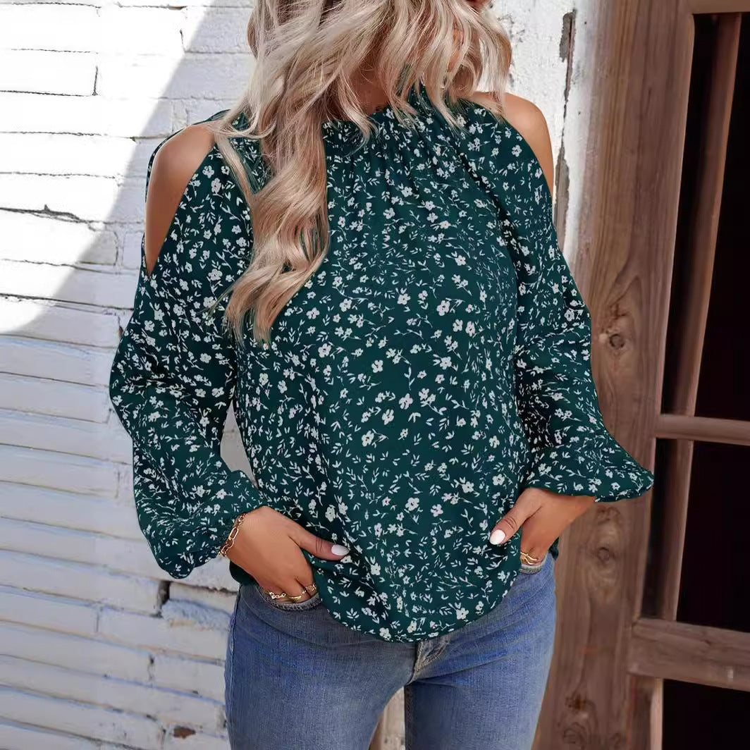 Damen Blumenmuster Chiffon Trägerloses Hemd