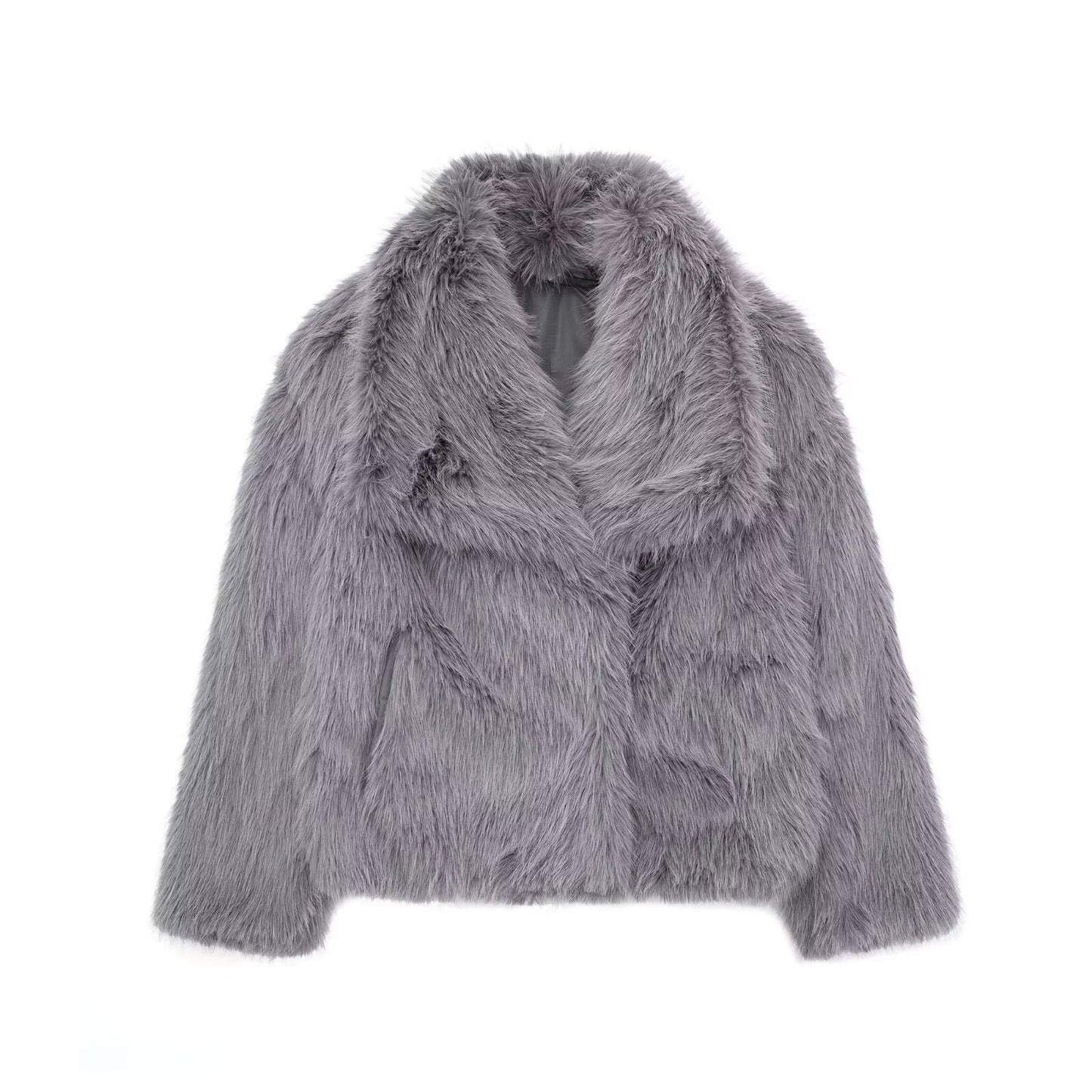 Damen Toka Fox Imitationspelz Mantel