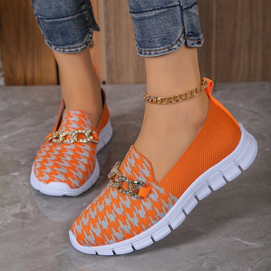 Sommerliche Sport-Mesh-Slipper mit lässigem Hahnentrittmuster