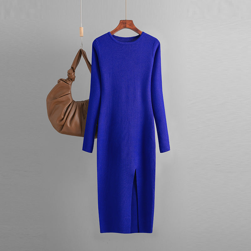 Langärmliges Slim-Fit-Strickkleid für drunter
