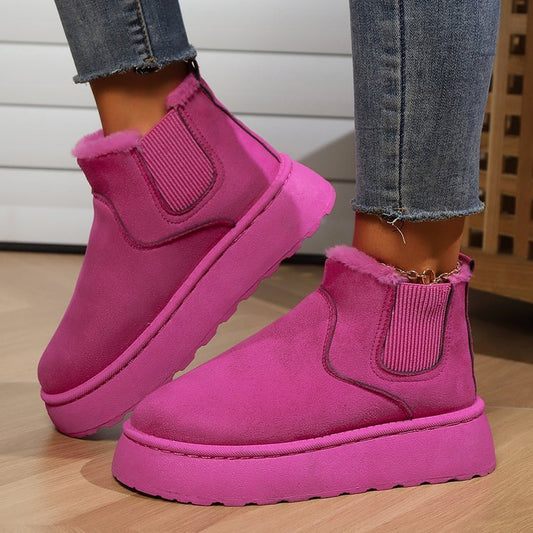 Damen Mode Flache Dicke Baumwoll Schneestiefel