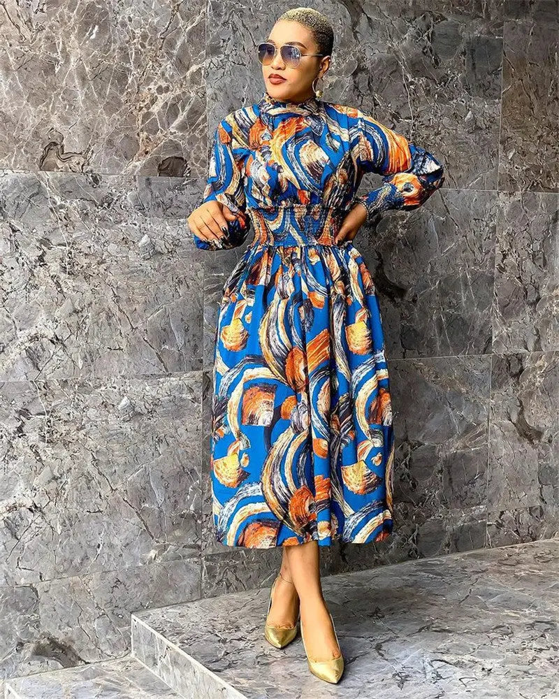 Damen Mode Langarmkleid