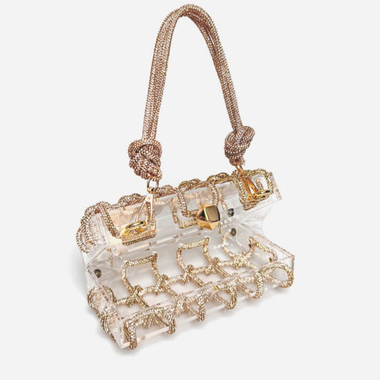 Süße Glänzende Strass Bankett Kleine Quadratische Tasche