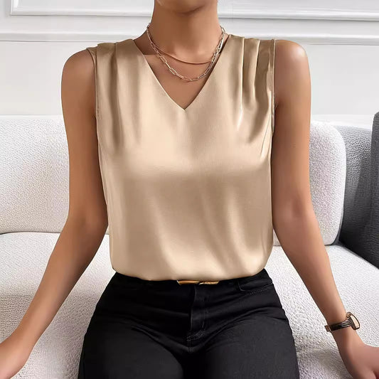 Damen Satin Temperament Pendler Weste Unterteilungsoberteil