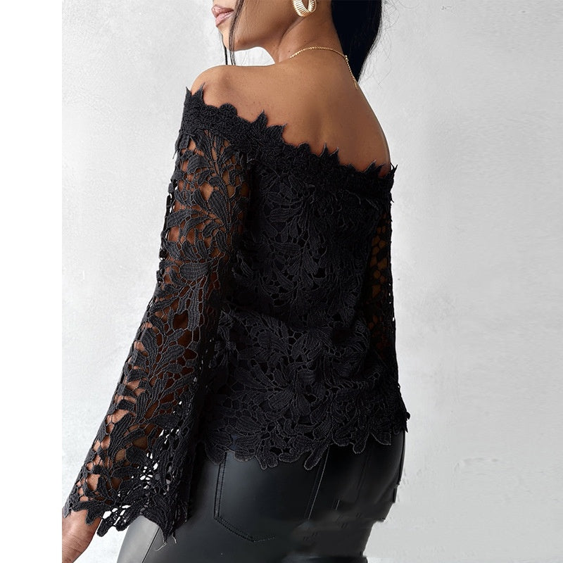 Damen Minimalistisches Schwarzes Spitzenoberteil