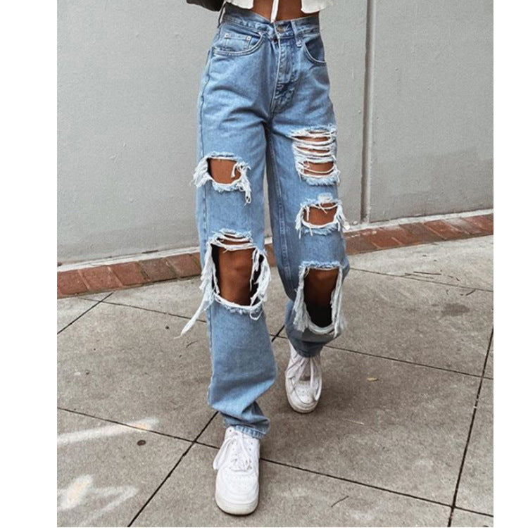 Stylische Damenjeans mit Rissen und Washed-Effekt