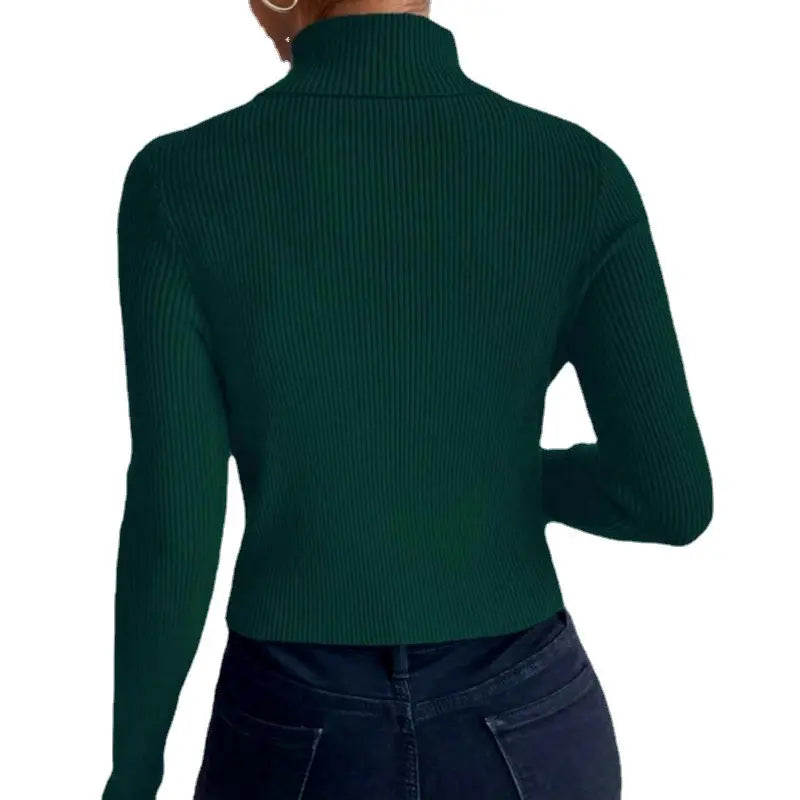 Frühlingsknopf-Pullover Halbrollkragen Langarm Damen-Strickware