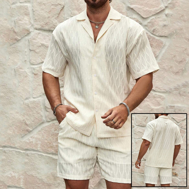 Milchweißes Set aus Baumwollmischung – Kurzarm Oberteil & Shorts