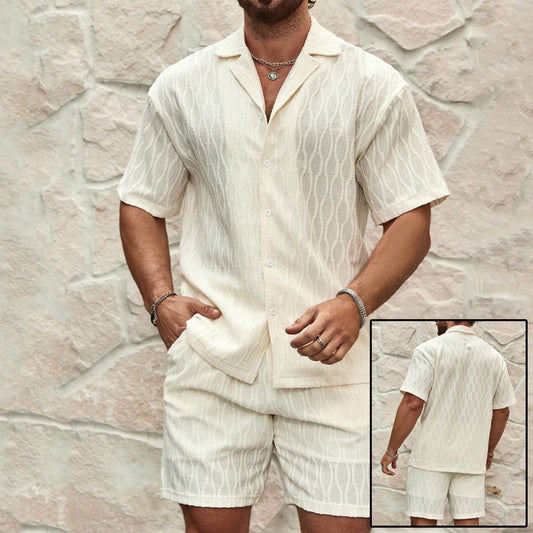 Milchweißes Set aus Baumwollmischung – Kurzarm Oberteil & Shorts