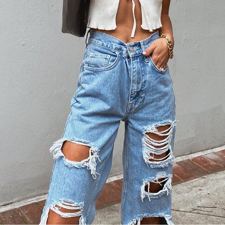 Stylische Damenjeans mit Rissen und Washed-Effekt