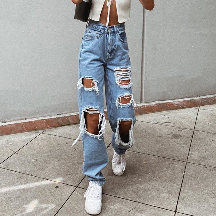 Stylische Damenjeans mit Rissen und Washed-Effekt