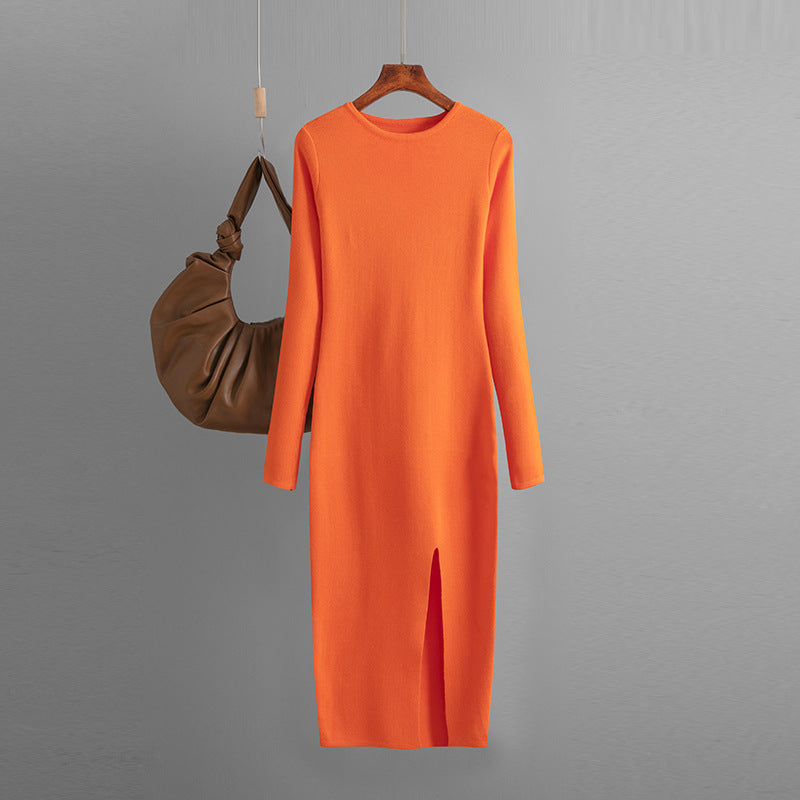 Langärmliges Slim-Fit-Strickkleid für drunter