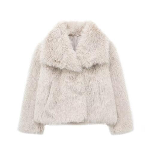 Damen Toka Fox Imitationspelz Mantel