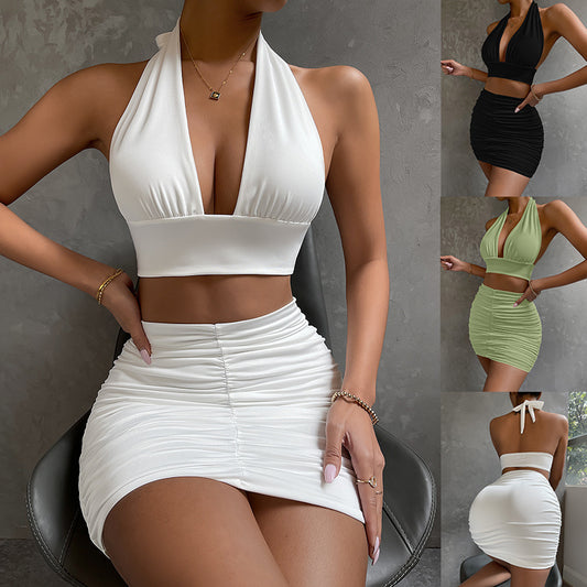 Halter-Top und Hip-Rock Zweiteiliges Set für Damen