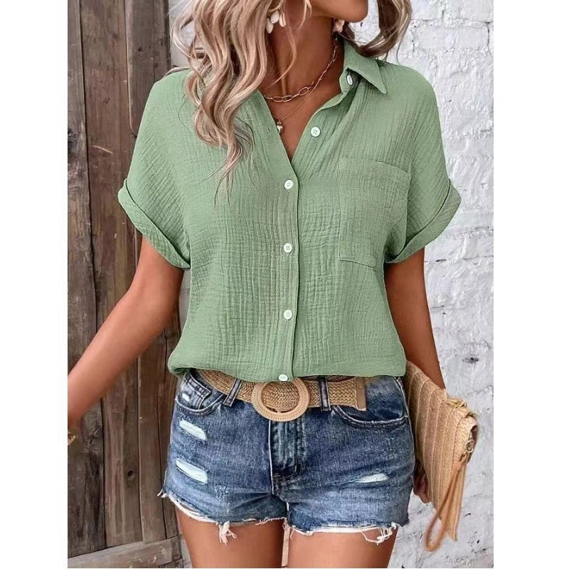 Einreihiges Hemd mit Revers tasche Raglan-Ärmel