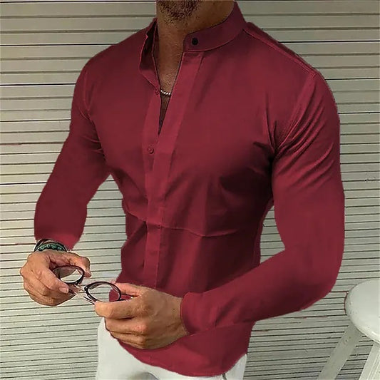 Herren Seidenhemd in einfarbigem Design