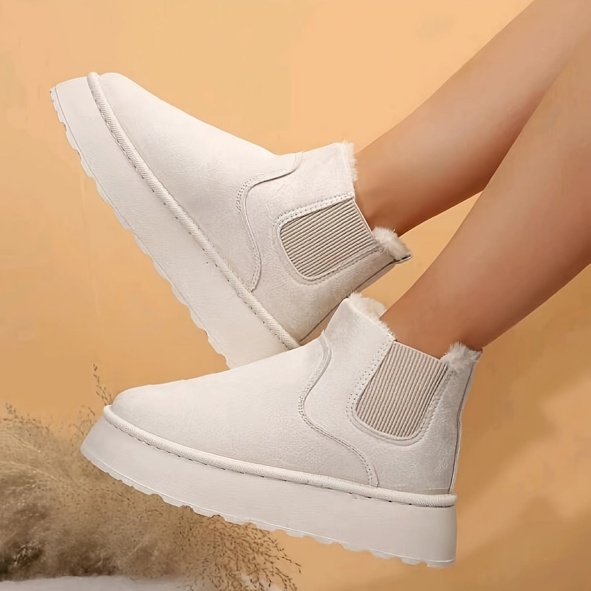 Damen Mode Flache Dicke Baumwoll Schneestiefel