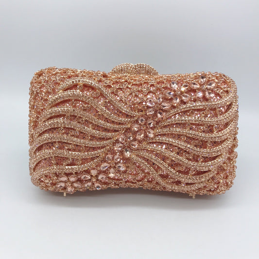 Damen Abendtasche mit Schleife, Diamantbesatz und hohlem Rhinestone