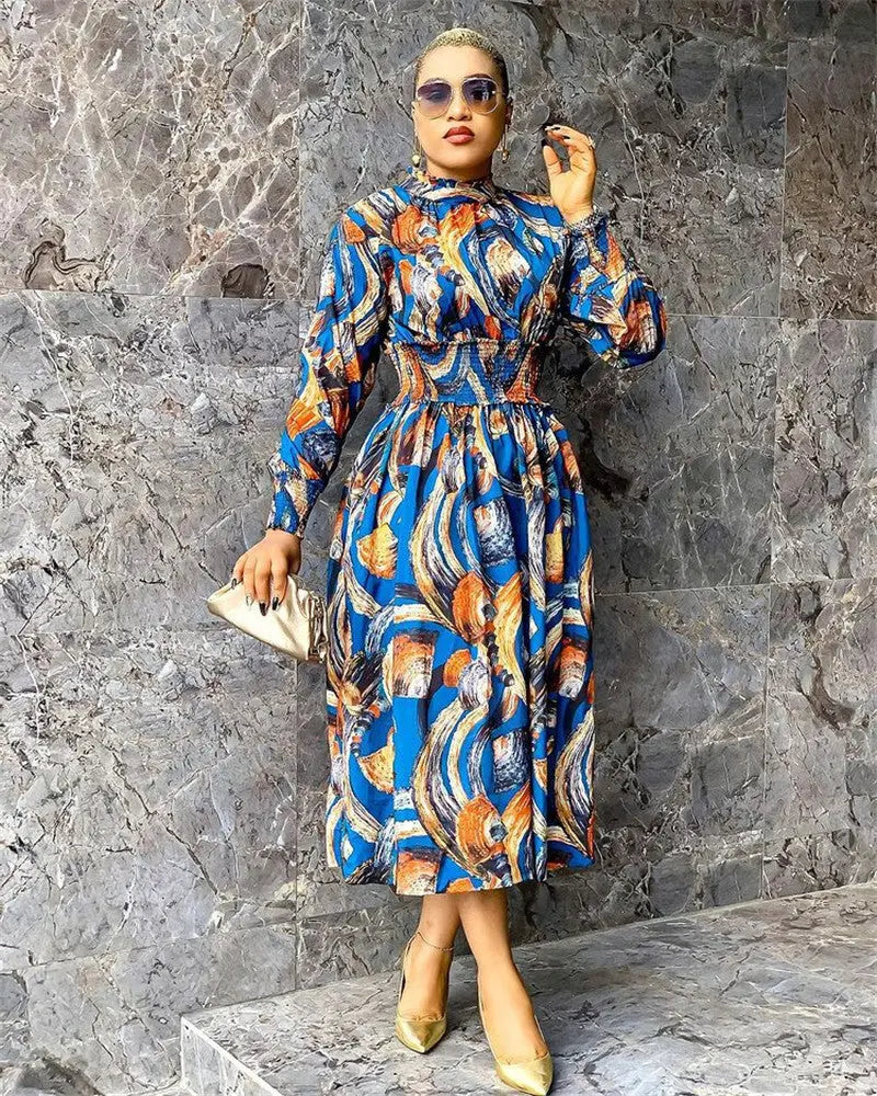 Damen Mode Langarmkleid