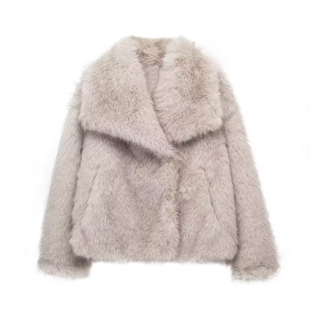 Damen Toka Fox Imitationspelz Mantel