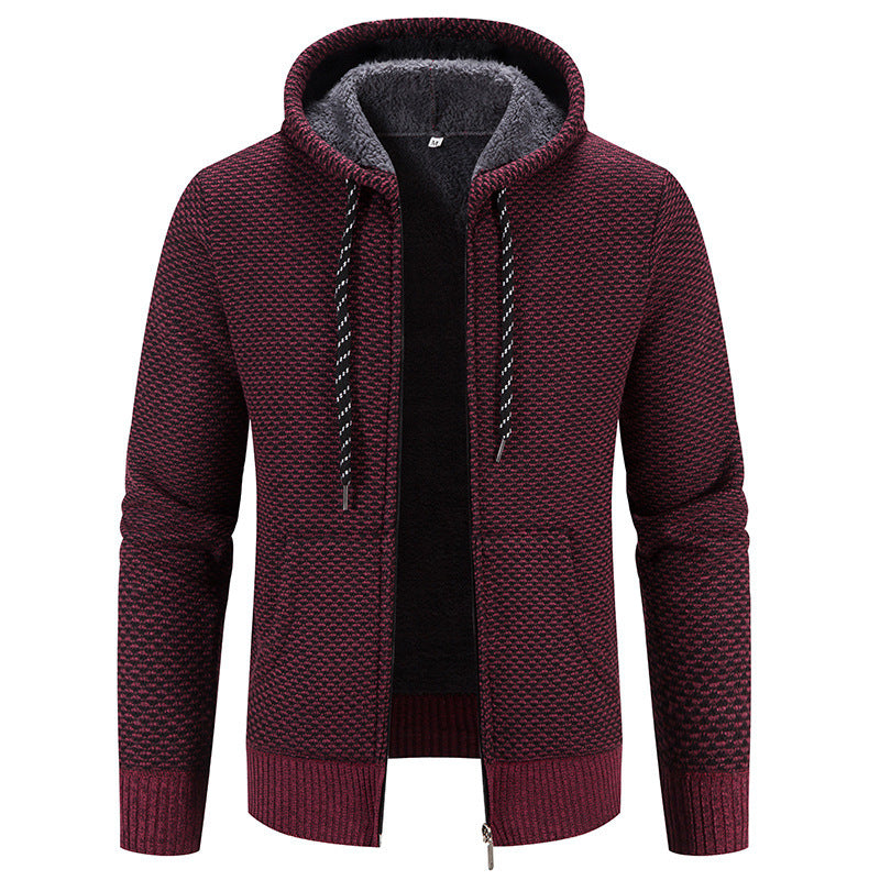 Herren Kapuzen-Cardigan mit Fleece-Futter