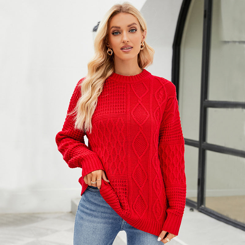 Damen Twist-Strickpullover Rundhals