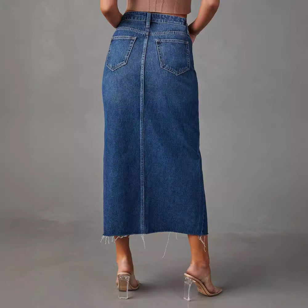 Damenmode Schlankernde Denim-Rock