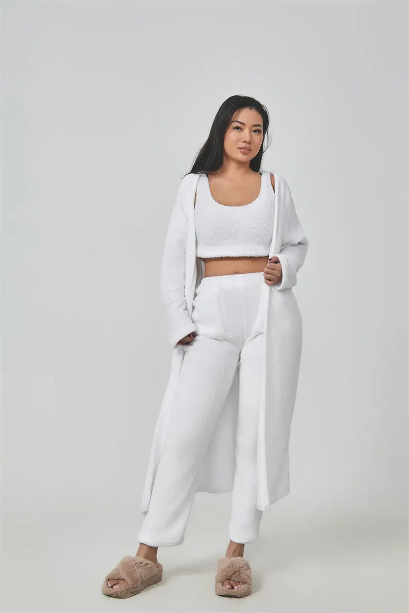 Gemütliches Schlafanzug-Set: 3-teiliges Lounge-Set für Damen, süße Loungewear für kalte Wintertage