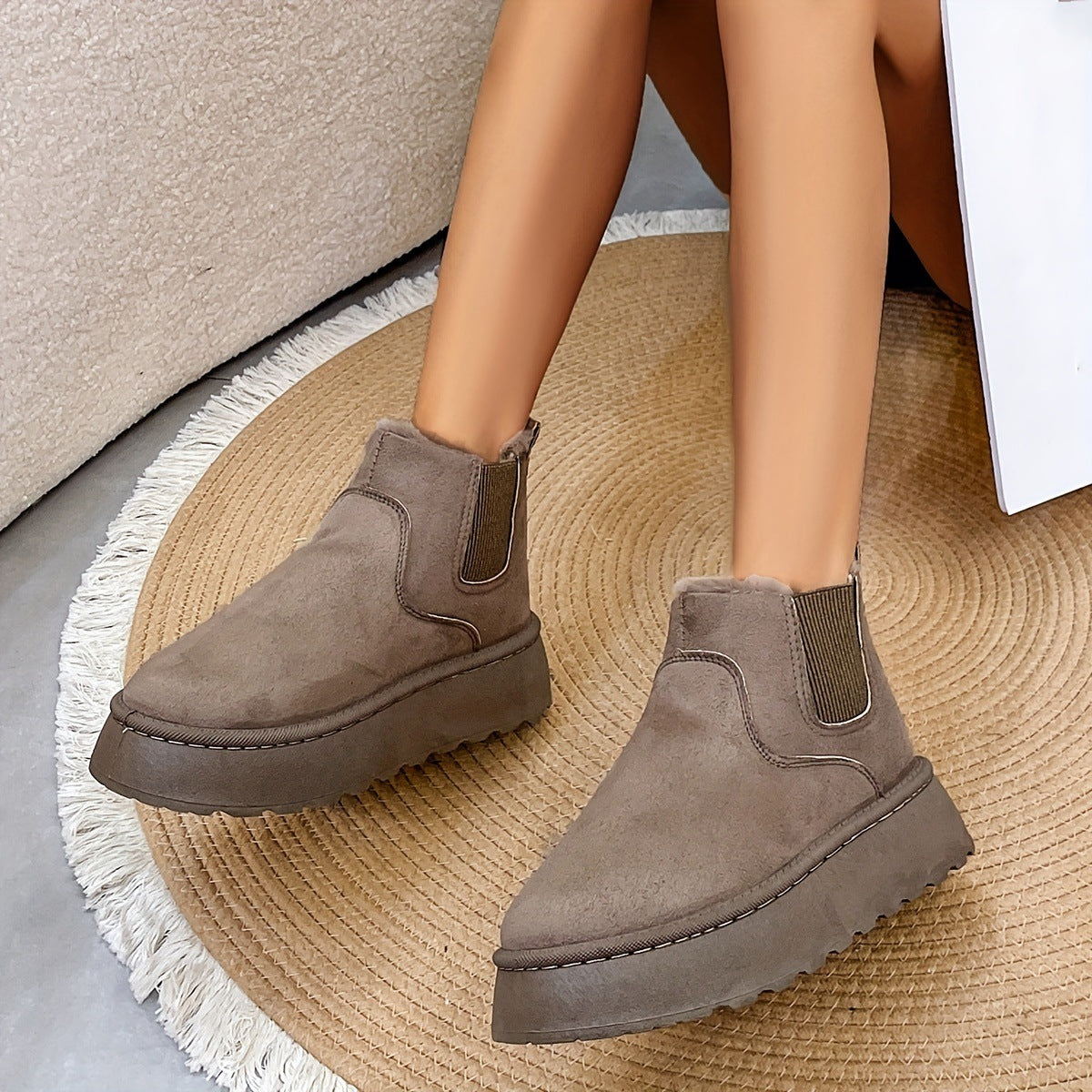 Damen Mode Flache Dicke Baumwoll Schneestiefel