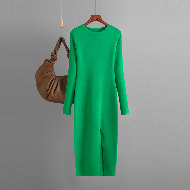 Langärmliges Slim-Fit-Strickkleid für drunter
