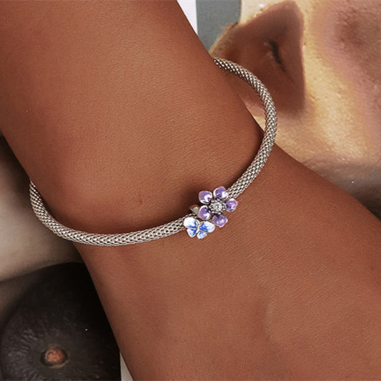 Sterling Silber S925 Vergoldetes Armband mit Bunten Perlen