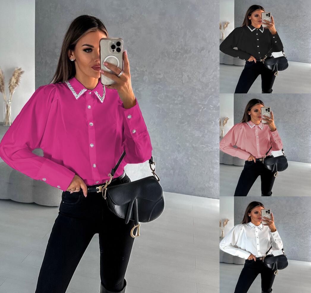 Damen Blusenshirt mit langen Ärmeln und Knöpfen