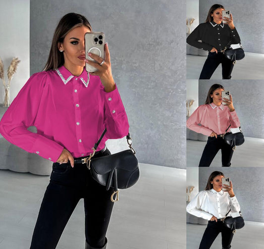 Damen Blusenshirt mit langen Ärmeln und Knöpfen